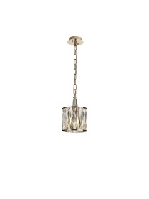 Vivienne French Gold Crystal Ceiling Lights Diyas Single Crystal Pendants